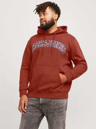 Jack & Jones Plus Size Hoodie JJECALEB VARSITY SWEAT HOOD NOOS PLS, Herren, Gr. 4XL, rot (burnt henna), Sweatware, Obermaterial: 70% Baumwolle, 30% Polyester, JACK & JONES P
