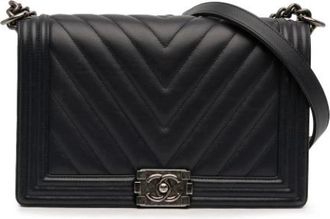 Chanel Pre-owned The Boy Flap Crossbody Bag - Dames - Vintage Schoudertas - Zwart - ONE Size - Leer - Vintage