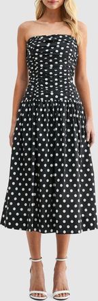 All in Favor Polka Dot Strapless Dress in Black Cream Dot at Nordstrom, Size X-Small