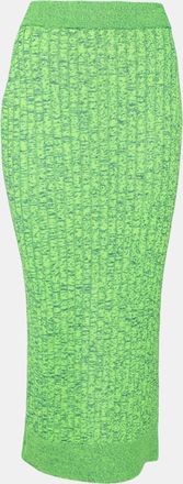 Maison Margiela Mm6 Maison Margiela Green Space Dyed Rib Knit Slit Detail Skirt