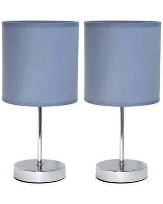 Lalia Home Chrome Mini Basic Table Lamp With Fabric Shade 2Pk Set
