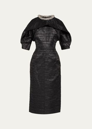 SIMKHAI Ashleigh Embellished-Neck Midi Dress