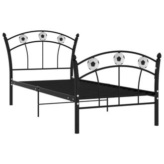 Berkfield Home Bed Frame with Football Design Black Metal 90x200 cm