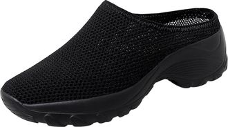 Generic Womens Clogs Knit Mesh Breathable Wedge Shoes Lightweight Platform Shoes Minimalist Solid Color Walking Sneakers Slip-on Mules Outdoor Sports Casual S