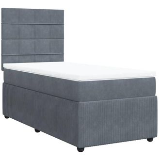 vidaXL Cama Box Spring Con Colch&oacute;n Terciopelo Gris Oscuro 100x200 Cm Vidaxl