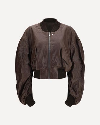 Rick Owens Cropped leather Bomber Jacket Female 40