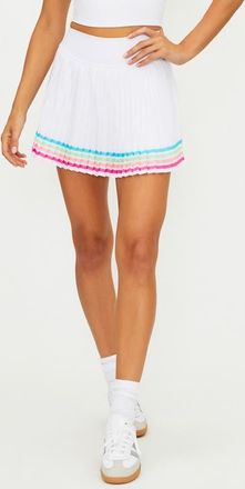 Beach Riot Analie Pleated Miniskirt in Hibiscus Cove White at Nordstrom, Size X-Large