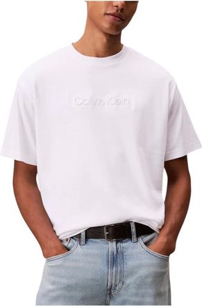 Calvin Klein Tops, Heren, Wit, XL, Katoen, A - Rel Fashion Logo T-shirt