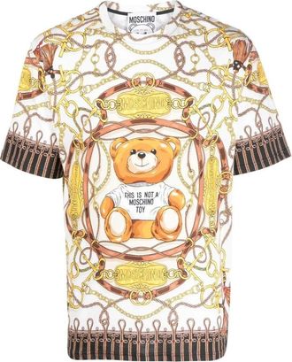 Moschino 1003 T-shirt B.ca Stmp Orso+catene - Heren - T-shirts - Wit - M - Katoen - Tops
