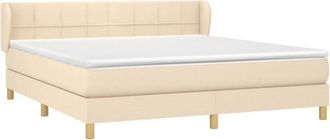 vidaXL Cama Box Spring Con Colch&oacute;n Tela Color Crema 160x200 Cm Vidaxl