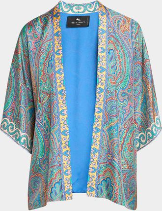 Etro Kesa Arnica-Print Silk Robe