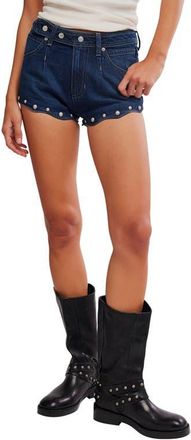 Free People Late Night Set Stud Detail Denim Shorts in Midnight Oil at Nordstrom, Size 29