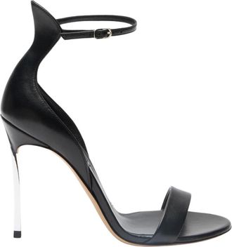 Casadei Cappa Blade Leather - Dames - Sandalen met hakken - Zwart - 40 1/2 EU - Leer - Schoenen