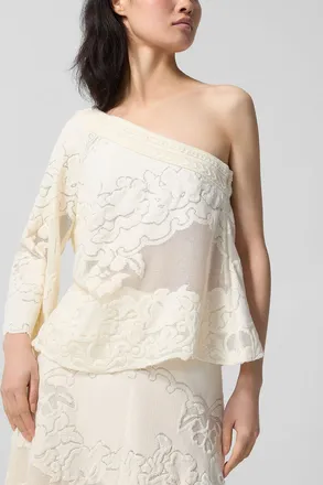 Isabel Marant Womens Shilo floral guipure asymmetrical blouse