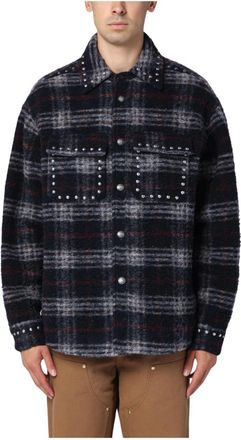 Palm Angels Blauw Shirt 70% WO 30% PL - Heren - Zomerjassen - Blauw - M - Wol - Jassen