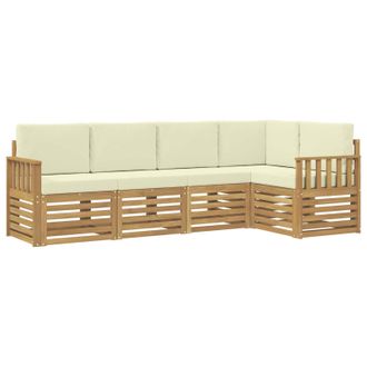 vidaXL Conjunto De Sof&aacute;s De Exterior 5 Pcs Blanco Y Crema Vidaxl