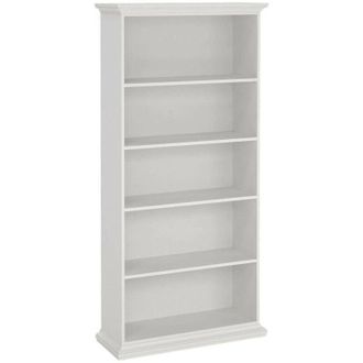 Dmora Dmora - Libreria Aragon, Scaffale da ufficio, Mobile portalibri, Biblioteca, 96x37 h201 cm, Bianco