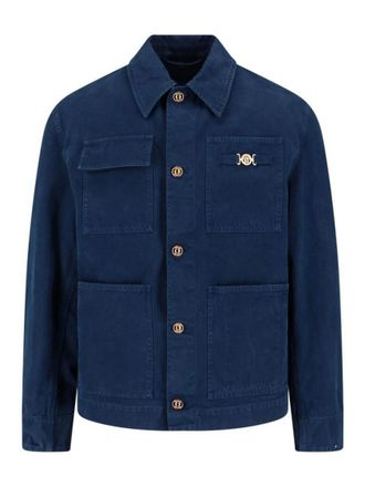 Versace Blue Shirt Collar Jacket