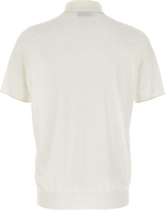 Brunello Cucinelli Mens White Cotton Polo Shirt