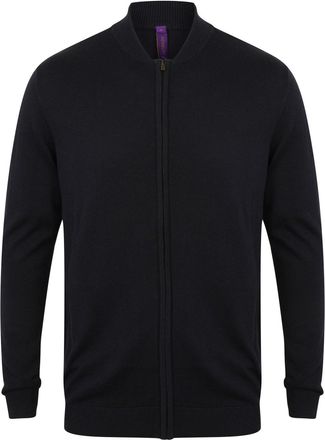 Henbury Unisex Knitted Bomber Jacket (XL) (Navy)