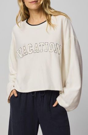 Splendid Vacation Appliqu&eacute; Sweatshirt in Moonstone Grey at Nordstrom, Size X-Large
