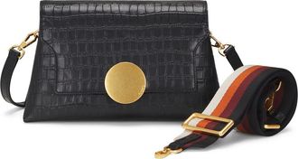 Oryany Lottie Croc Embossed Leather Crossbody Bag in Black at Nordstrom