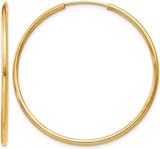 Diamond2Deal 14k Gold 1.50mm Polished Round Hoop Earrings 35 mm