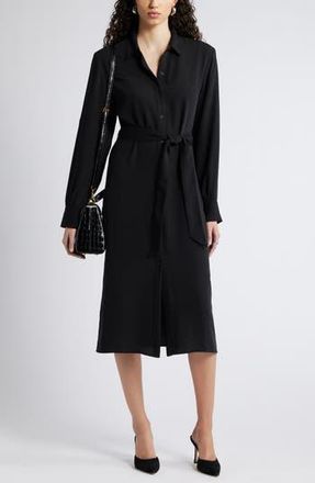 Nordstrom Long Sleeve Belted Shirtdress in Black at Nordstrom Rack, Size Xx-Small