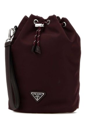 Prada Mens Burgundy Fabric Clutch Bordeaux