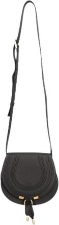 Chlo&eacute; Marcie Small Saddle Bag - Dames - Schoudertassen - Zwart - ONE Size - Leer - Tassen