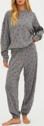 Beach Riot Nash Sweatpants in Red Love Hearts at Nordstrom, Size X-Large