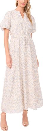 Vince Camuto Abstract Print Puff Sleeve Maxi Dress in Lake Breeze at Nordstrom, Size X-Small