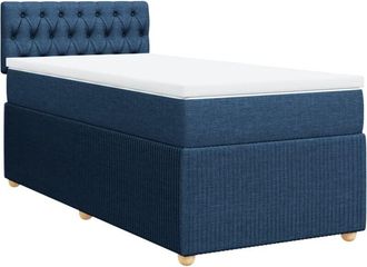 vidaXL Cama Box Spring Con Colch&oacute;n Tela Azul 90x190 Cm Vidaxl