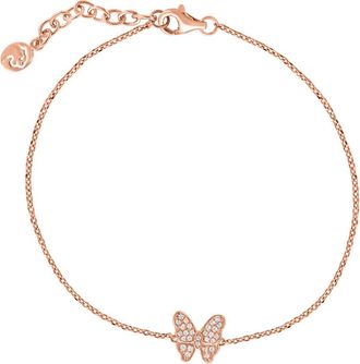 Effy Diamond Pav&eacute; Butterfly Charm Bracelet in Rose Gold at Nordstrom Rack, Size 7.5