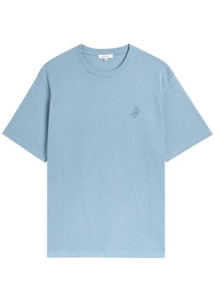 J.W.Anderson Anchor Embroidered Cotton T-shirt - Blue - XL