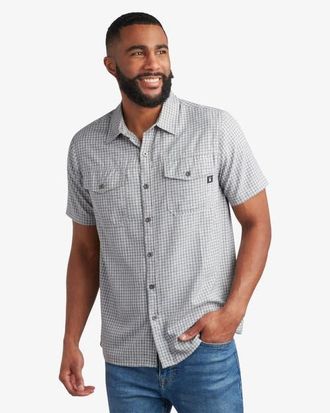 Spyder Men Short Sleeve Mini Check in Grey at Nordstrom, Size Medium