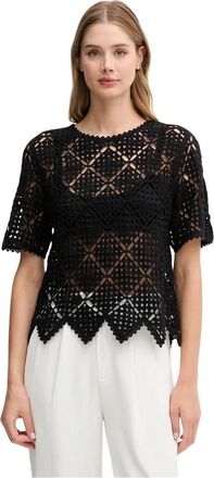 DKNY T-shirt - Dames - Ronde hals truien - Zwart - S - Katoen - Truien & Vesten