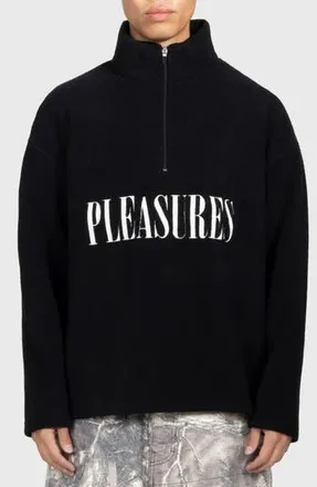 Pleasures Onyx Oversize Half Zip Fleece Pullover in Black at Nordstrom Rack, Size Medium