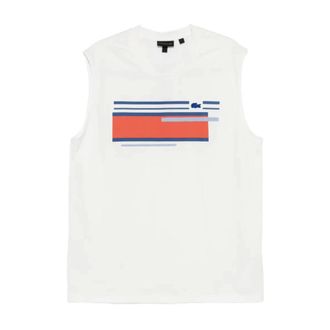 Lacoste Neutron Print T-Shirt - male - Lacoste - Sleeveless Tops - White - XS - Tops