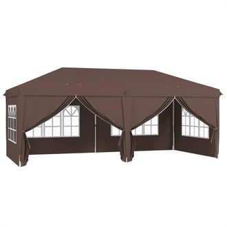 Matteo Brown 3x6m Pop Up Party Tent - Height Adjustable Gazebo with Sides