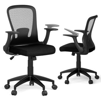 Costway Costway Sedia Da Ufficio Ergonomica In Rete, Regolabile In Altezza E Schienale Regolabile, Braccioli Ribaltabili E Supporto Lombare, Sedia Girevole Pe