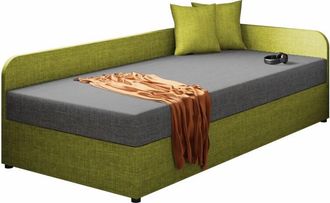 Mirjan24 Mobilier1 - Cama Memphis 128, Lux 22 + Lux 06, Individuales, 90x200, Tapiz, Somieres, 95x205x60cm