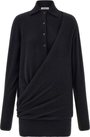 Ferragamo knitted polo dress - women - Virgin Wool/Cashmere - M - Black