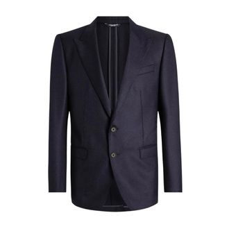 Dolce & Gabbana Formal Blazers, male, Blue, Size: 2XL Single-breasted Taormina Wool Jacket