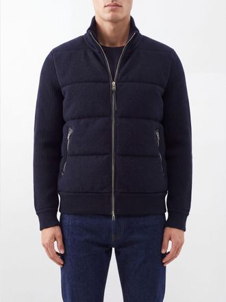 Tom Ford Cardigan in lana vergine con pannelli trapuntati e imbottiti