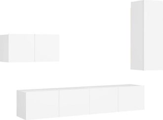 vidaXL 4 Piece tv Cabinet Set White Engineered Wood Vidaxl