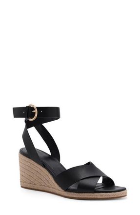 Mango Ankle Strap Wedge Sandal in Black at Nordstrom, Size 6.5Us