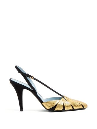 Valentino Garavani 90 mm Foliefoliage slingback pumps - Zwart