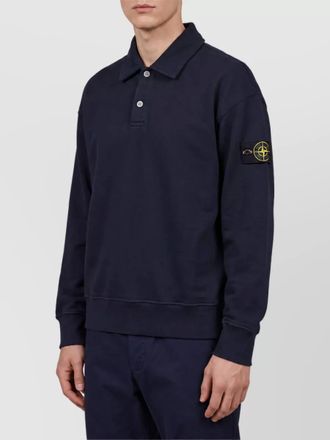 Stone Island cotton oversized long-sleeve polo shirt