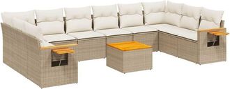vidaXL Set De Sof&aacute;s De Jard&iacute;n 11pzas Con Cojines Rat&aacute;n Sint&eacute;tico Beige Vidaxl